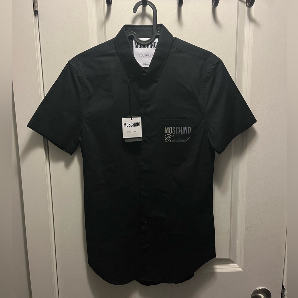 NWT Moschino Couture Fitted Button Up Shirt Black Size S